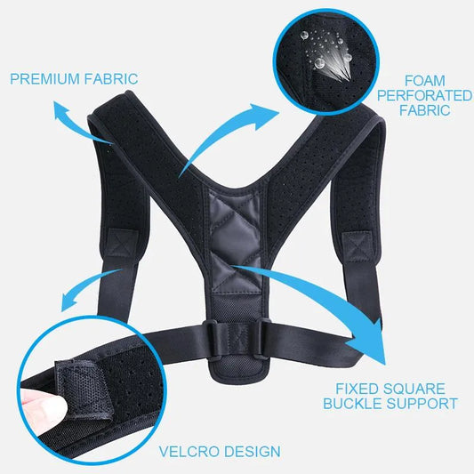 ADJUSTABLE Body Posture Corrector Belt (Back & Shoulder Support Brace) for Men & Women